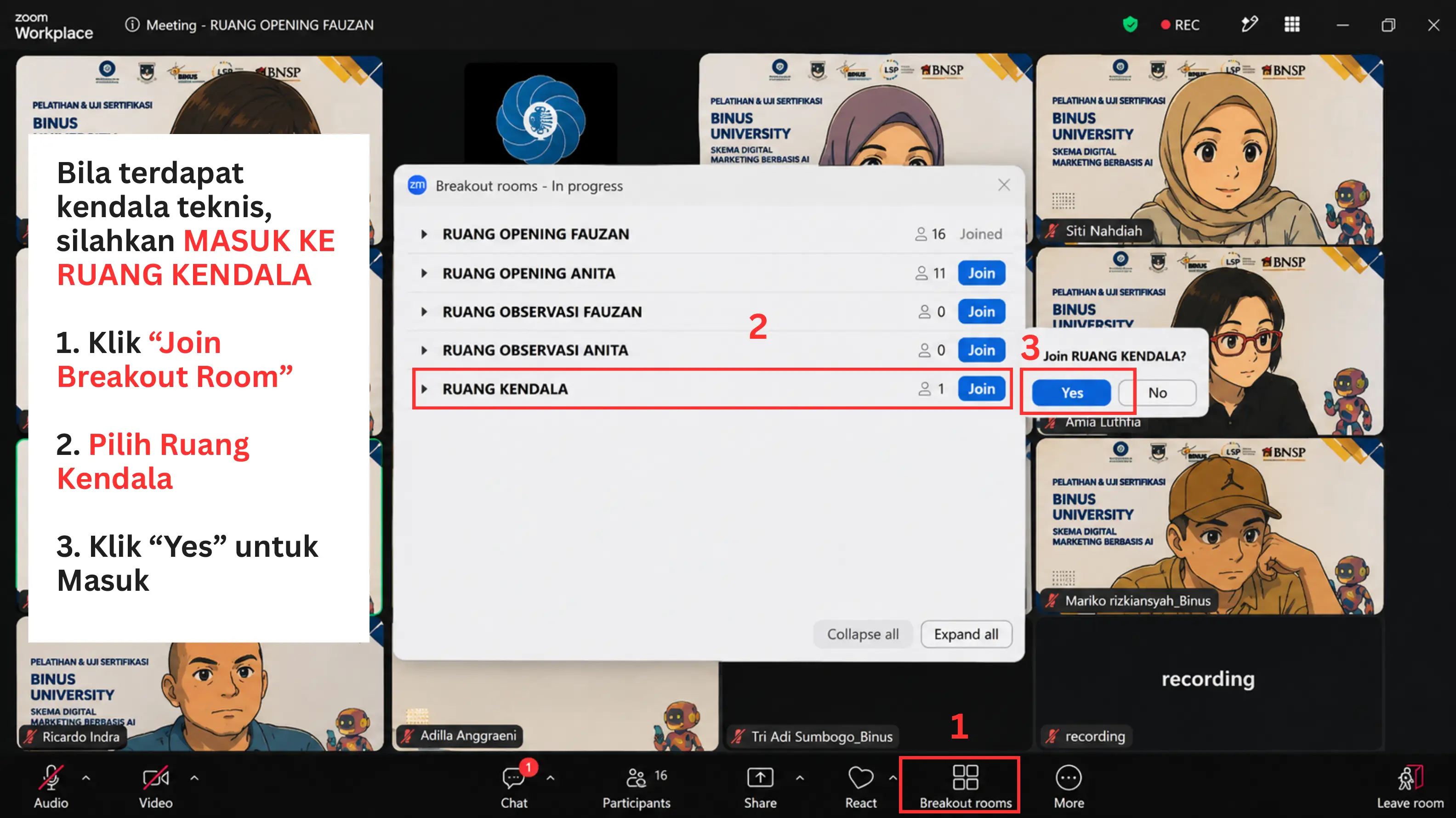 Screenshot langkah 4: Mekanisme Hari Ujian / Uji Sertifikasi