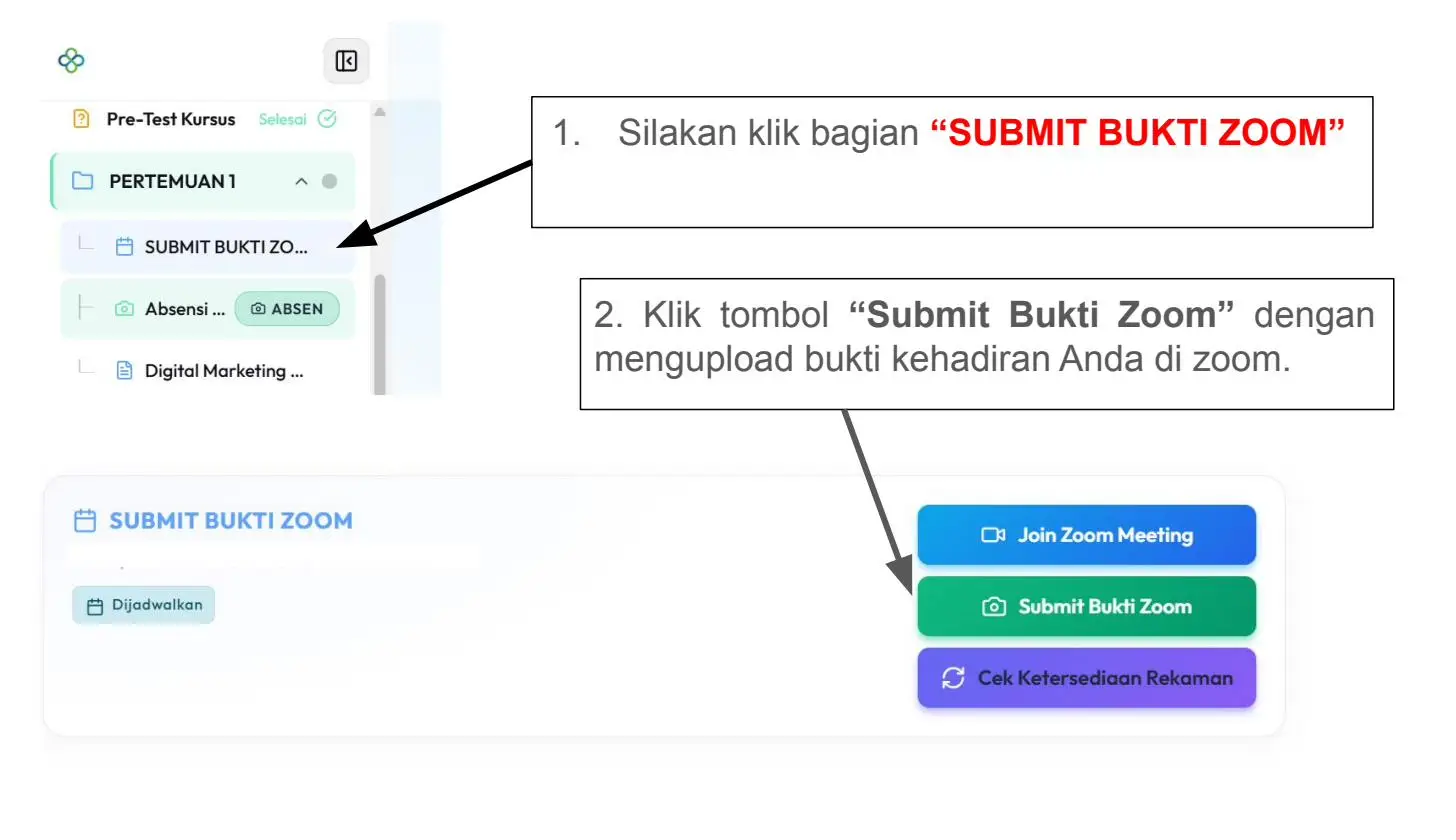 Screenshot langkah 2: Cara Submit Bukti Zoom di AIRA