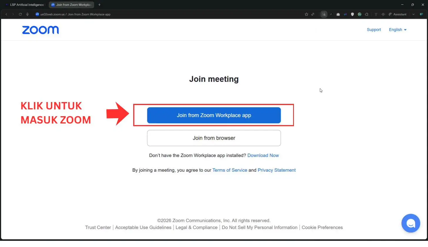 Screenshot langkah 2: Cara Mengikuti Verifikasi TUK via Zoom