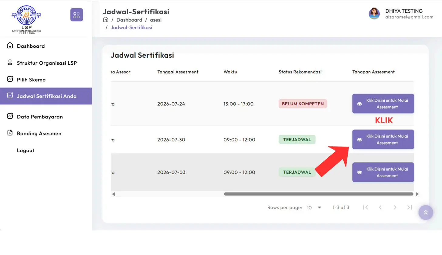 Screenshot langkah 2: Cara Mengisi Form APL-02 (Asesmen Mandiri)
