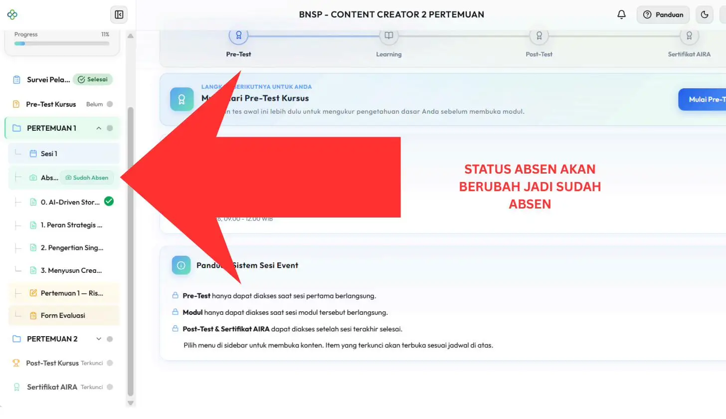 Screenshot langkah 4: Cara Absen Wajah (Selfie Kehadiran)