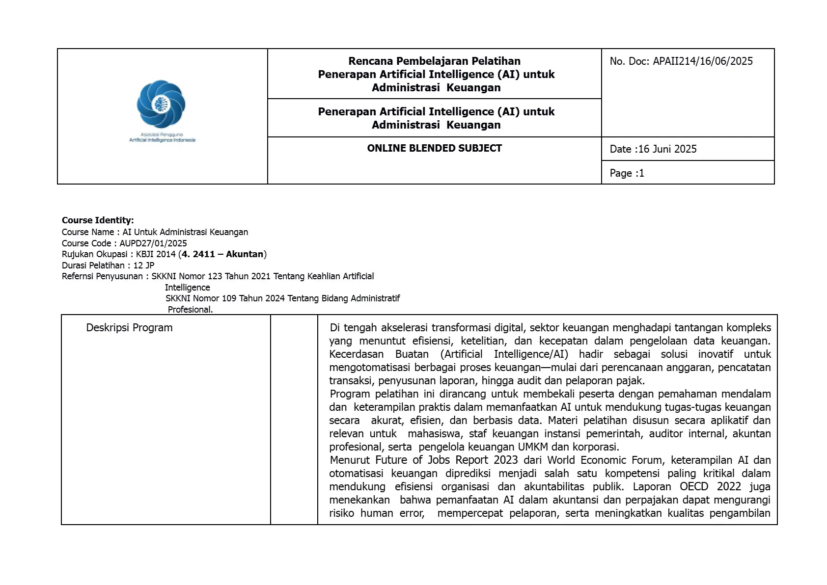 RPP — AI untuk Administrasi Keuangan